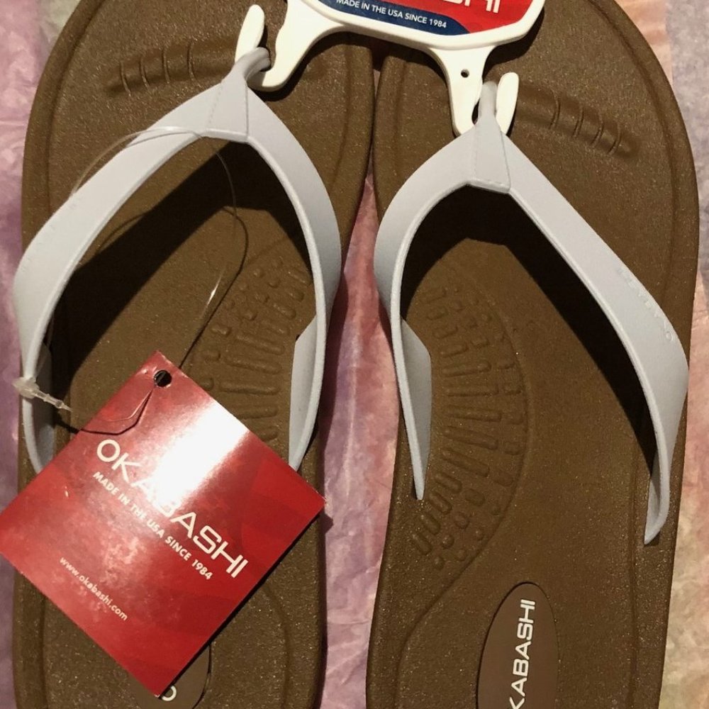 Okabashi Sandals (Tan & White) Size L (9.5-10.5) NWT